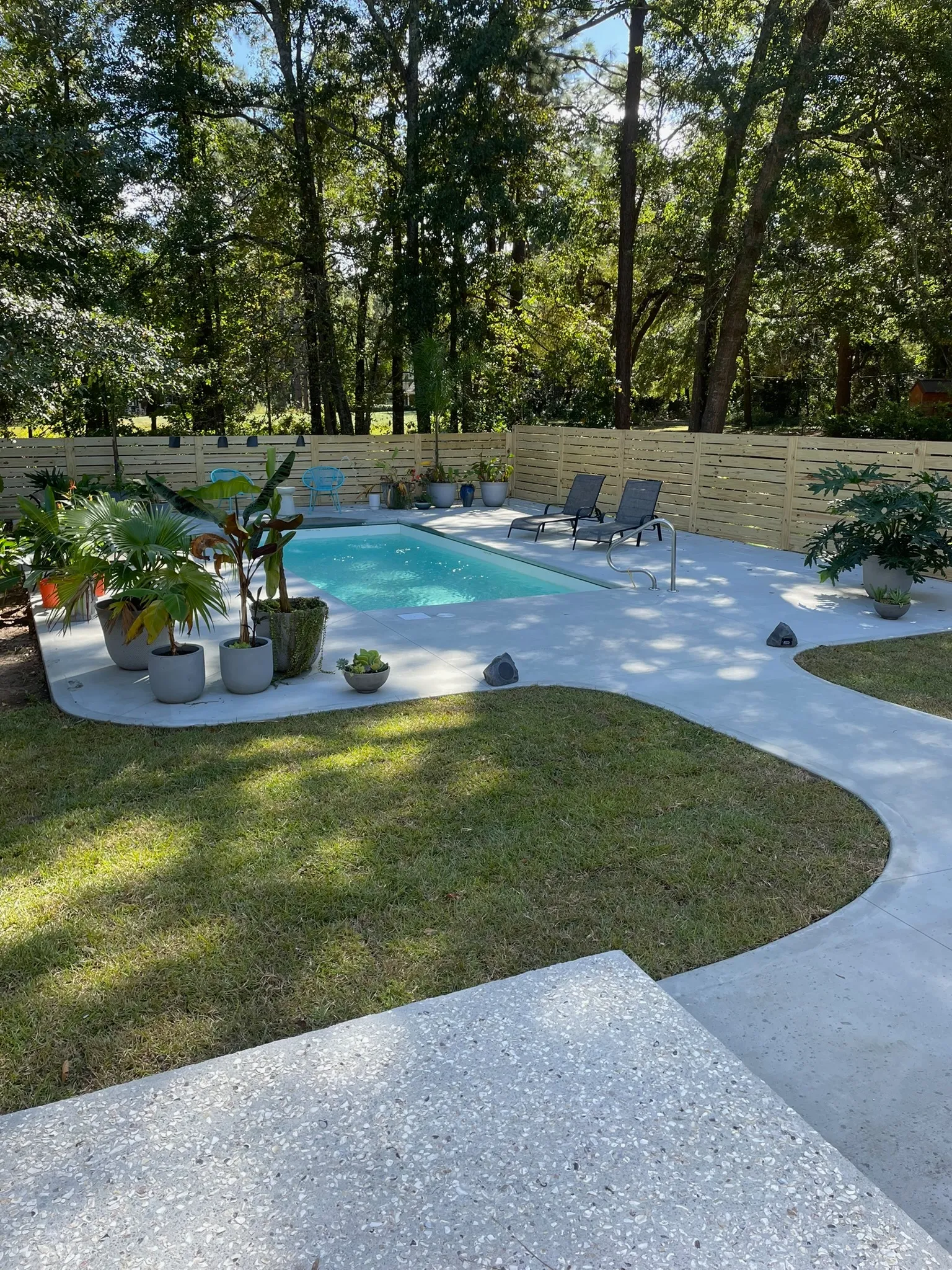 Sunny pool installation in Beaufort County SC by Clarkscapes